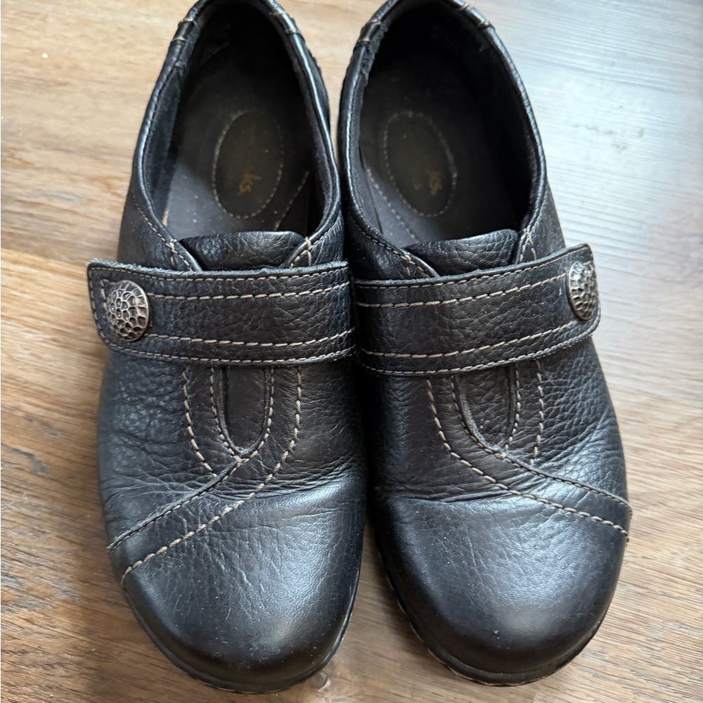 Clarks Black Leather Flats